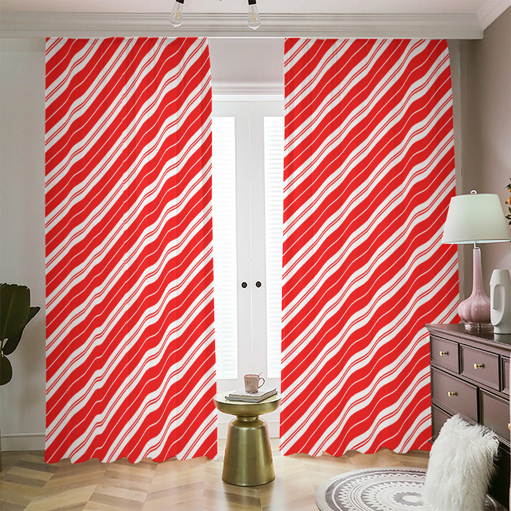 Candy Cane Stripes Pattern Print Blackout Pencil Pleat Curtains