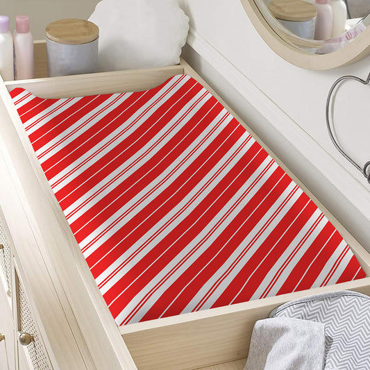 Candy Cane Stripes Pattern Print Changing Pad Cover