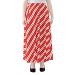 Candy Cane Stripes Pattern Print Chiffon Maxi Skirt