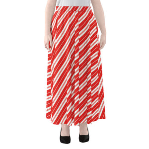 Candy Cane Stripes Pattern Print Chiffon Maxi Skirt