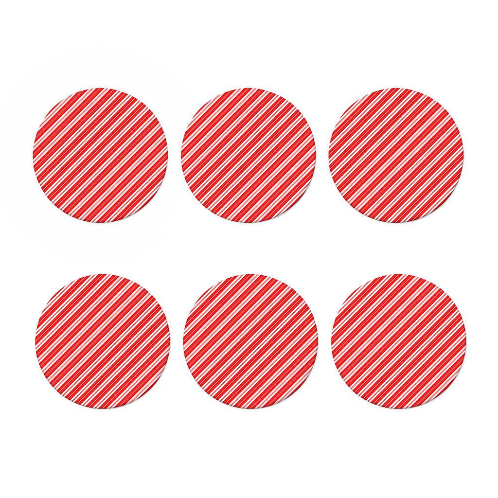 Candy Cane Stripes Pattern Print Coaster Set