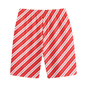 Candy Cane Stripes Pattern Print Cotton Shorts