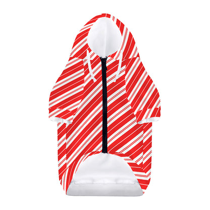 Candy Cane Stripes Pattern Print Dog Zip Up Hoodie