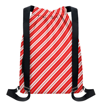 Candy Cane Stripes Pattern Print Drawstring Backpack