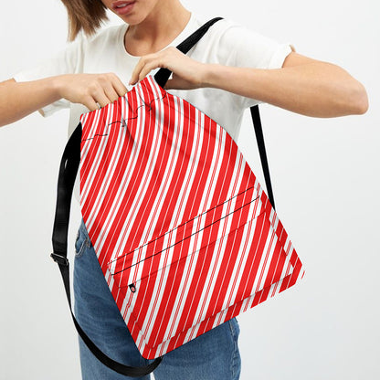 Candy Cane Stripes Pattern Print Drawstring Backpack