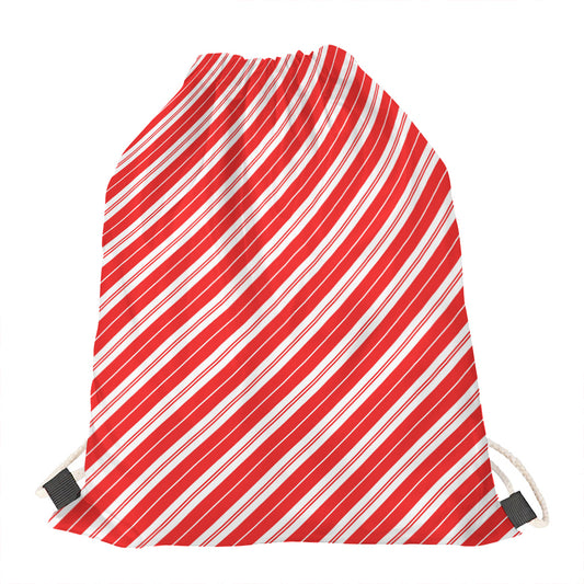 Candy Cane Stripes Pattern Print Drawstring Bag
