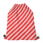 Candy Cane Stripes Pattern Print Drawstring Bag