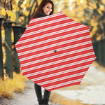 Candy Cane Stripes Pattern Print Foldable Umbrella