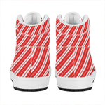 Candy Cane Stripes Pattern Print High Top Leather Sneakers