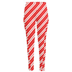 Candy Cane Stripes Pattern Print High-Waisted Pocket Leggings