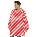 Candy Cane Stripes Pattern Print Hoodie Blanket
