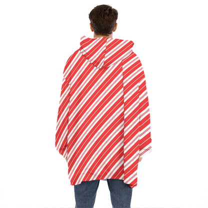 Candy Cane Stripes Pattern Print Hoodie Blanket