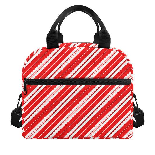 Candy Cane Stripes Pattern Print Insulated Lunch Bag