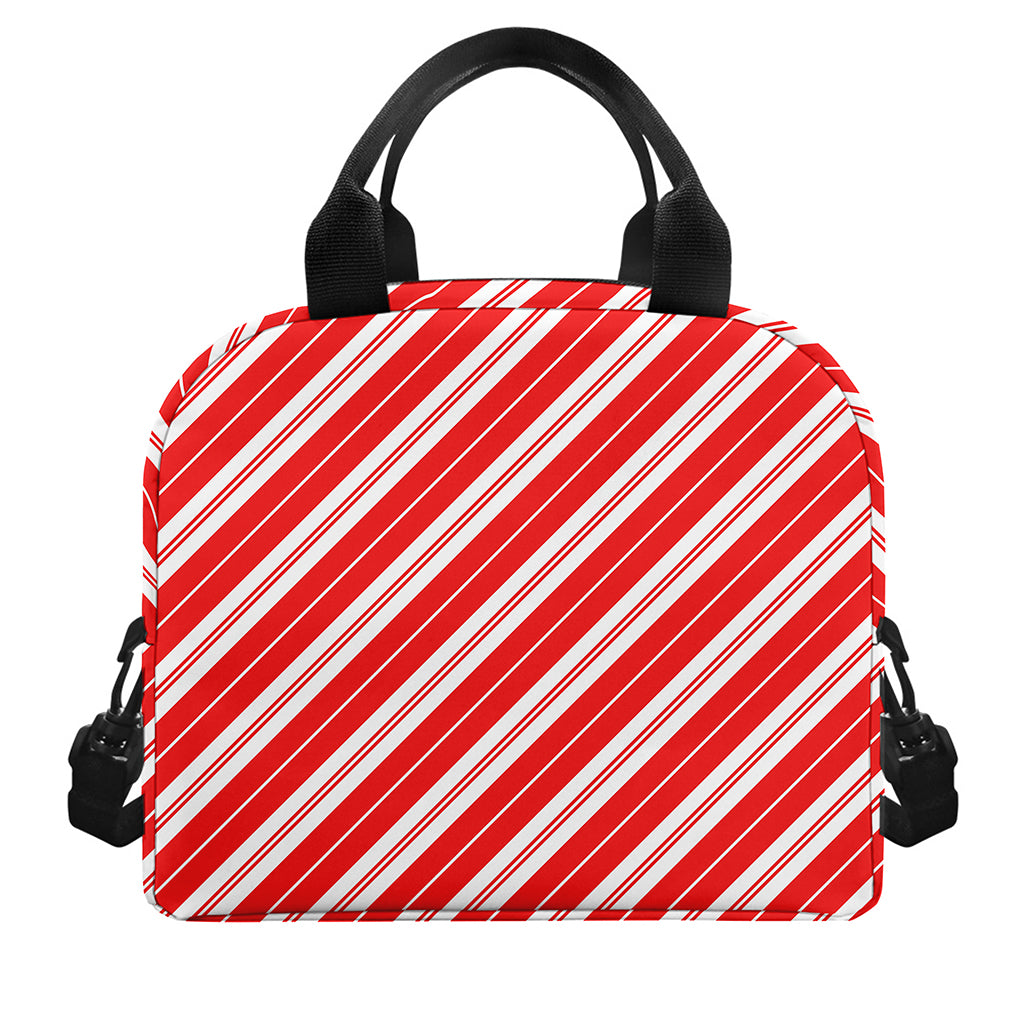 Candy Cane Stripes Pattern Print Insulated Lunch Bag