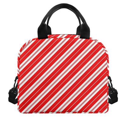 Candy Cane Stripes Pattern Print Insulated Lunch Bag