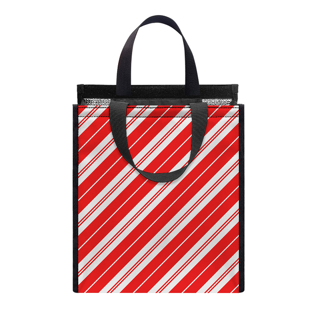 Candy Cane Stripes Pattern Print Insulated Lunch Tote
