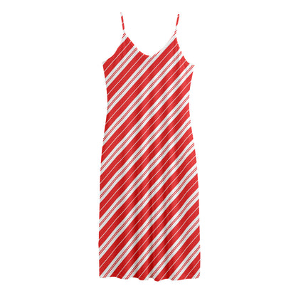 Candy Cane Stripes Pattern Print Jersey Midi Cami Dress