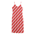 Candy Cane Stripes Pattern Print Jersey Midi Cami Dress