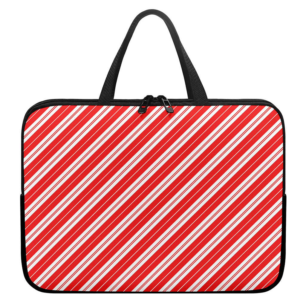 Candy Cane Stripes Pattern Print Laptop Sleeve With Handle