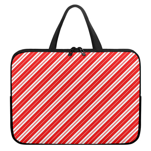 Candy Cane Stripes Pattern Print Laptop Sleeve With Handle