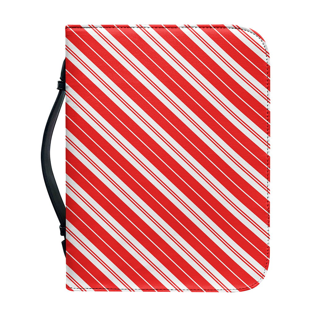 Candy Cane Stripes Pattern Print Leather Bible Cover