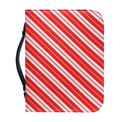 Candy Cane Stripes Pattern Print Leather Bible Cover