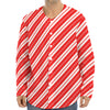 Candy Cane Stripes Pattern Print Long Sleeve Baseball Jersey