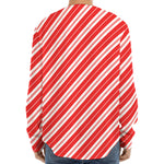 Candy Cane Stripes Pattern Print Long Sleeve Baseball Jersey