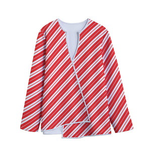 Candy Cane Stripes Pattern Print Long Sleeve Short Coat