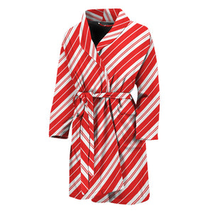 Candy Cane Stripes Pattern Print Men's Bathrobe