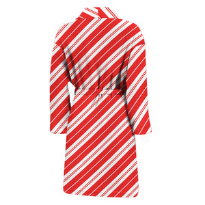 Candy Cane Stripes Pattern Print Men's Bathrobe