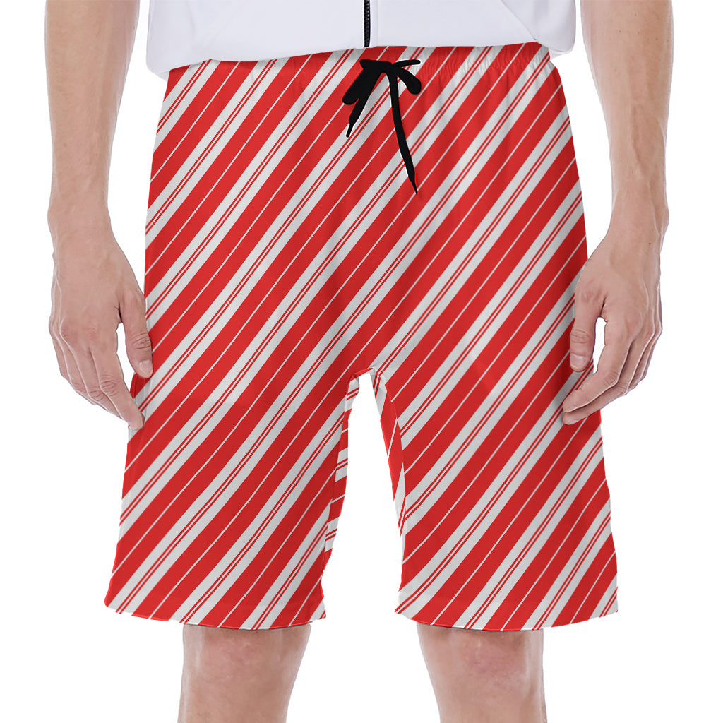 Candy Cane Stripes Pattern Print Men's Beach Shorts