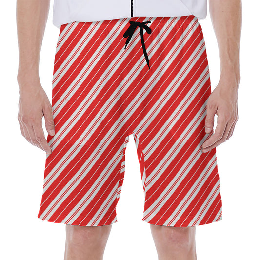 Candy Cane Stripes Pattern Print Men's Beach Shorts