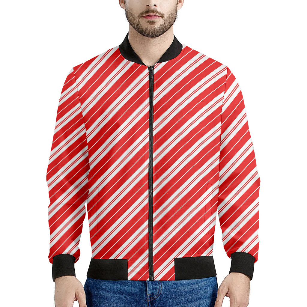 Candy Cane Stripes Pattern Print Men's Bomber Jacket