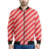 Candy Cane Stripes Pattern Print Men's Bomber Jacket