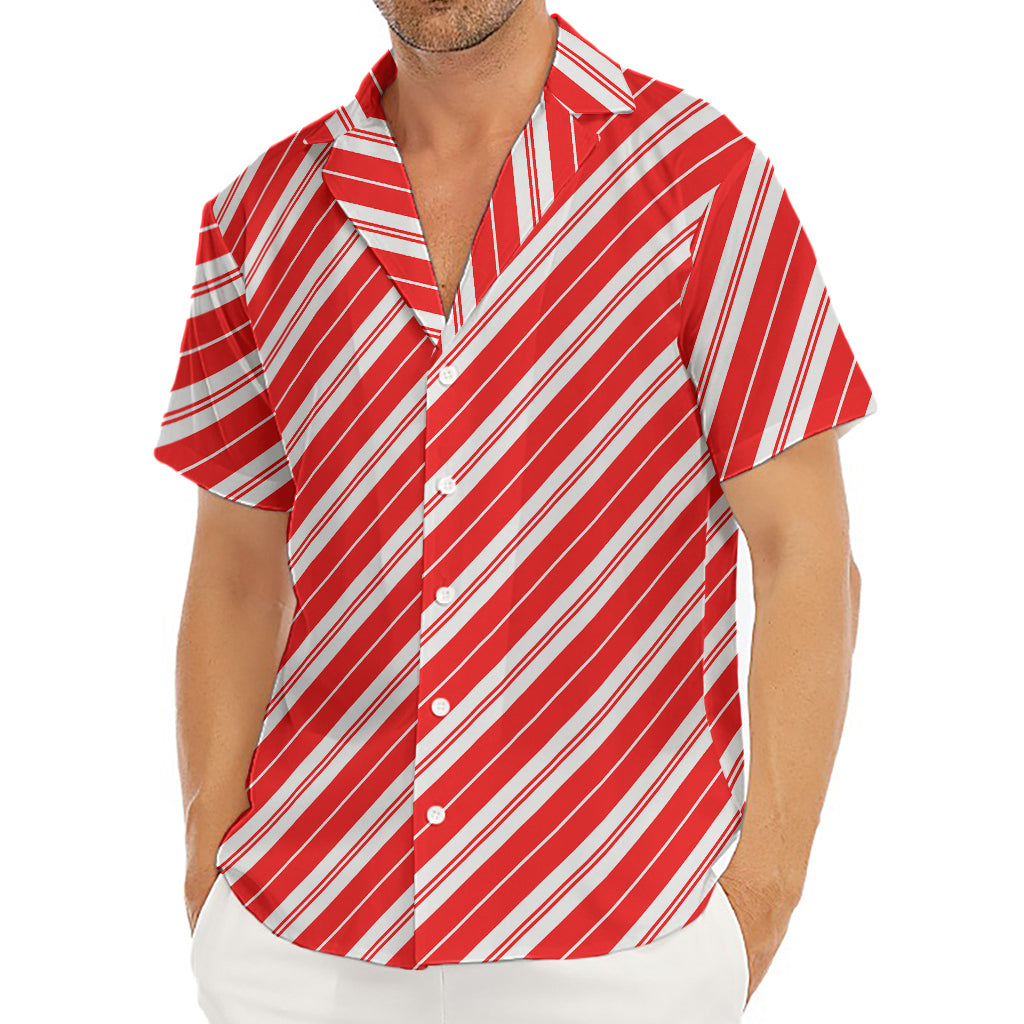 Candy Cane Stripes Pattern Print Men's Deep V-Neck Shirt