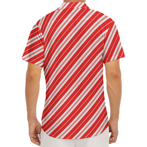 Candy Cane Stripes Pattern Print Men's Deep V-Neck Shirt