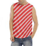 Candy Cane Stripes Pattern Print Men's Fitness Tank Top