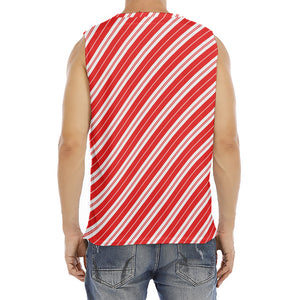 Candy Cane Stripes Pattern Print Men's Fitness Tank Top