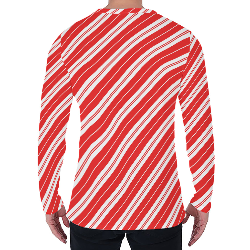 Candy Cane Stripes Pattern Print Men's Long Sleeve T-Shirt