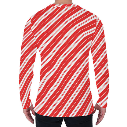 Candy Cane Stripes Pattern Print Men's Long Sleeve T-Shirt