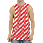 Candy Cane Stripes Pattern Print Men's Muscle Tank Top