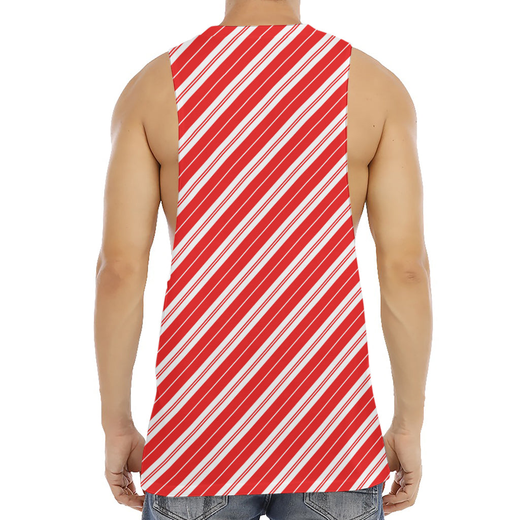 Candy Cane Stripes Pattern Print Men's Muscle Tank Top