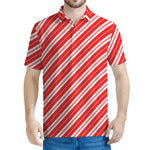 Candy Cane Stripes Pattern Print Men's Polo Shirt
