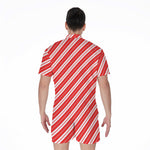 Candy Cane Stripes Pattern Print Men's Rompers