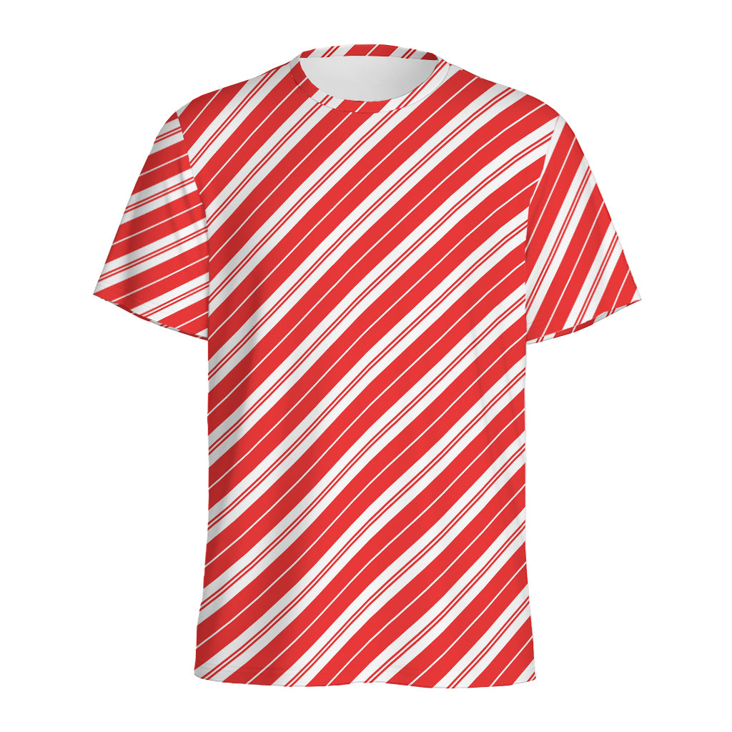 Candy Cane Stripes Pattern Print Men's Sports T-Shirt