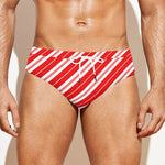 Candy Cane Stripes Pattern Print Men's Swim Briefs
