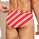 Candy Cane Stripes Pattern Print Men's Swim Briefs