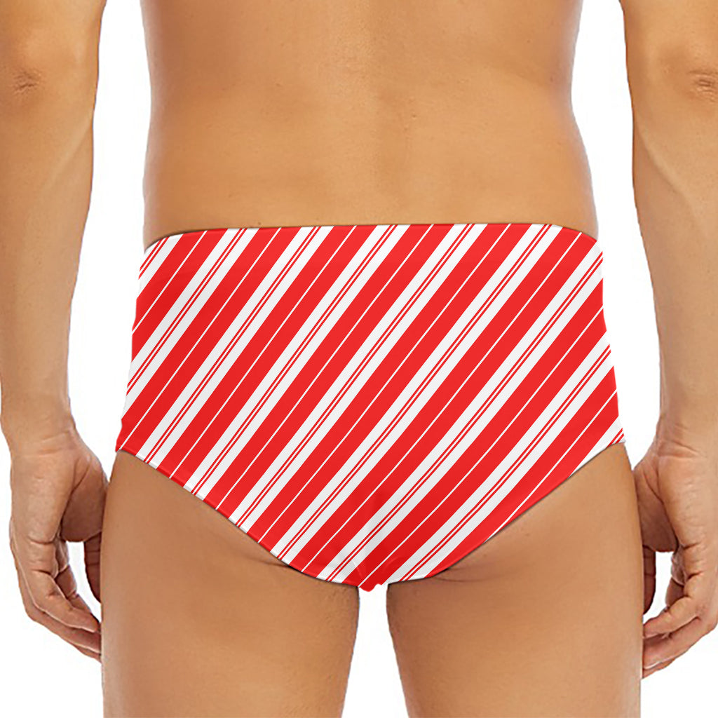 Candy Cane Stripes Pattern Print Men's Triangle Swim Briefs