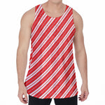 Candy Cane Stripes Pattern Print Men's Velvet Tank Top